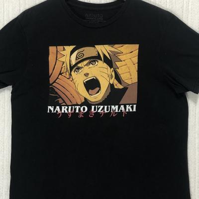 Naruto Shippuden Uzumaki Graphic T-Shirt Black Mens Large Viz Media Anime Tee Unisex T-Shirt