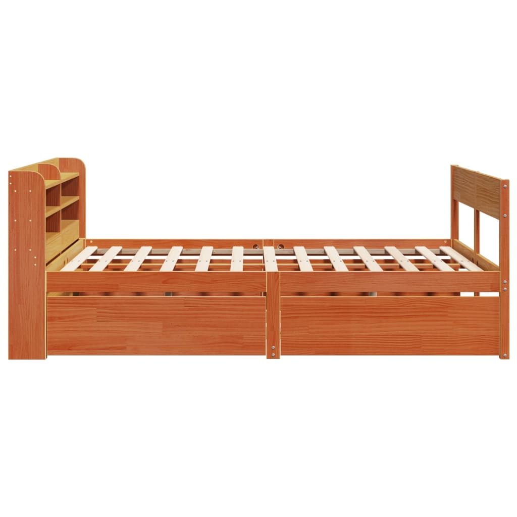 Solid Wood Bed Without Mattress Wax Brown 120 X 200 Cm Pine Wood
