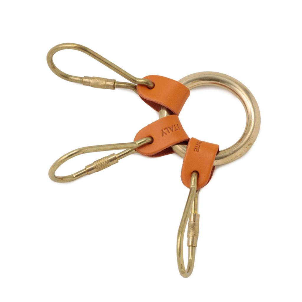 Keychain Key Ring Leather Genuine Leather Cowhide Unisex Orange [IL BISONTE] Women's Men's