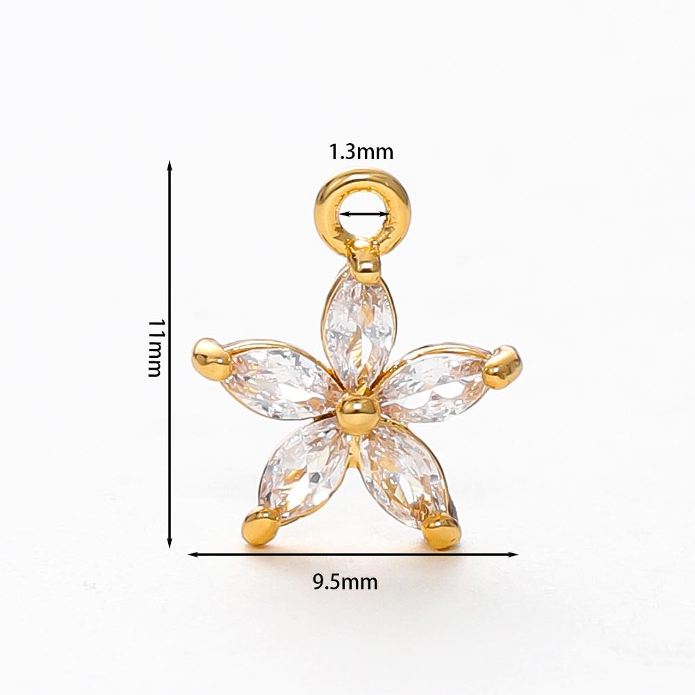 10*11MM 18K Gold Color Brass with Zircon Flowers Charms Pendants Jewelry Making Supplies Diy Necklaces Findings Accessories