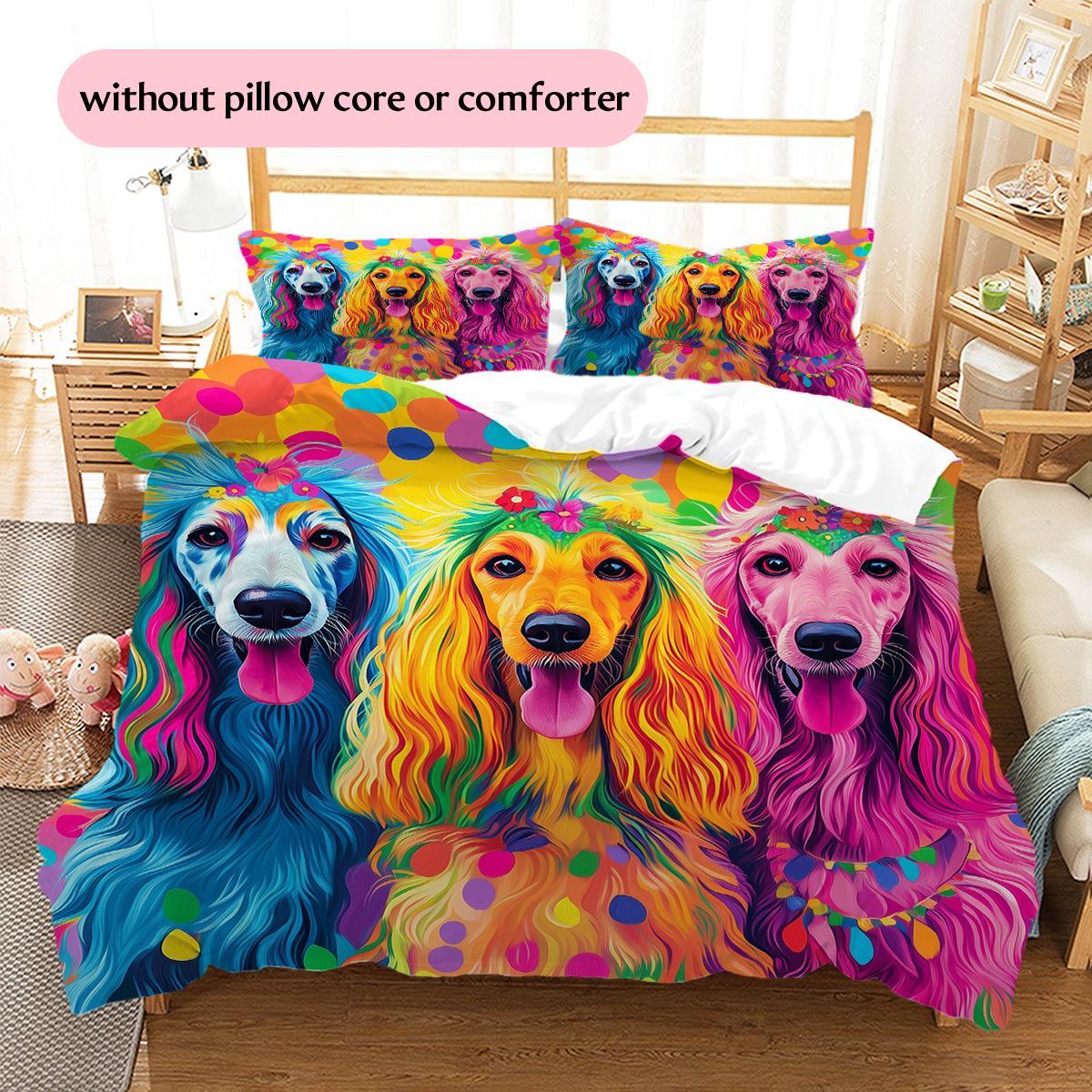 Afghan Hound Pattern Bedding Home Decoration Birthday Gift (1 * duvet cover + 2 * pillowcase, without core) 135x200cm