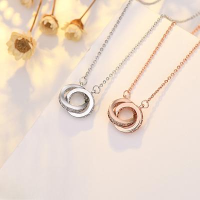 Halskette Doppelkreis Roségold Dekoration Anhänger Accessoires Schlüsselbeinkette Kraftkette