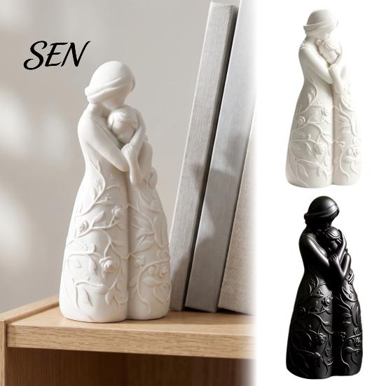 Romantic Anniversary Gift Mother and Daughter Hugging Figurine, 3D Printed Warm Family Sculpture, Modern Artistic Home Decor Tabletop for Living Room
