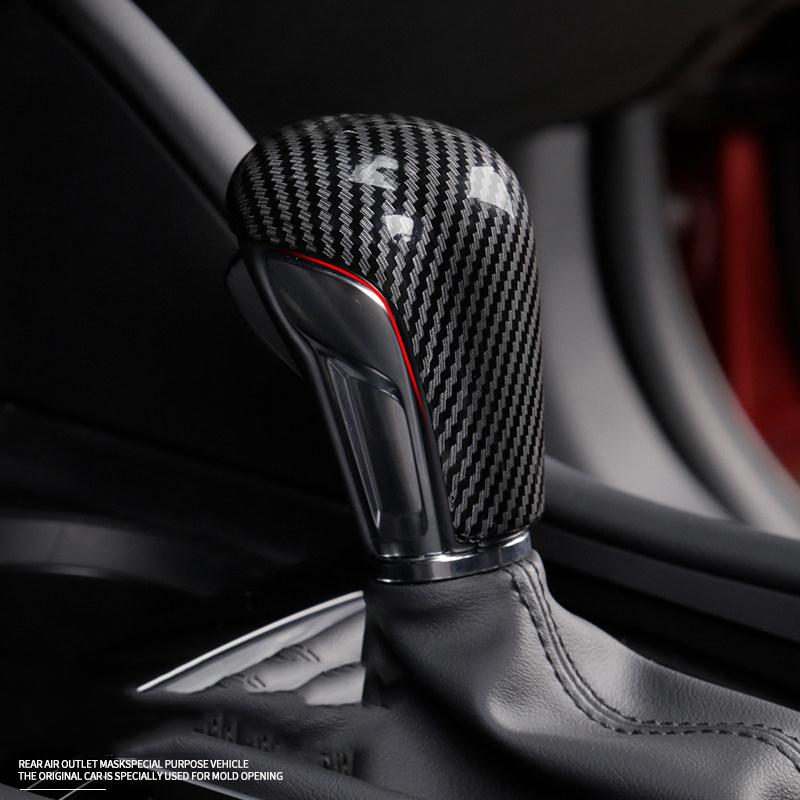 Carbon Fibe Car Gear Head Shift Knob Cover Gear Shift Handle Trim Sticker For Mazda 3 Axela CX-30 CX30   Accessories