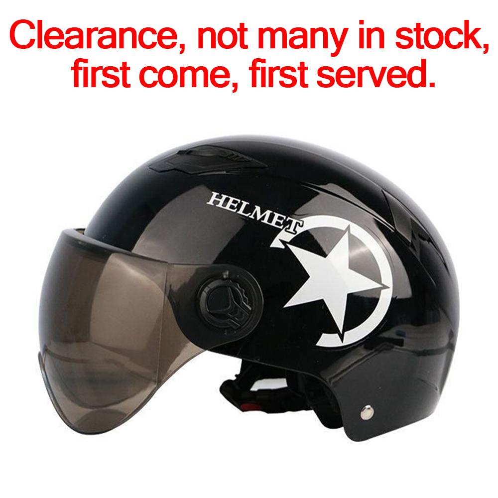 Men Motorcycle Helmet,Woman Electric Motor Car Scooter Bike Open Face Half Helmet,Anti-UV Safety Hat Bicycle Cap with Goggles