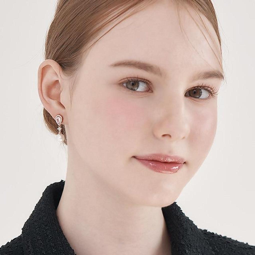 [ELLE Jewelry] 14K Fine Waterdrop Pearl Drop Long Earrings ELGPEE556