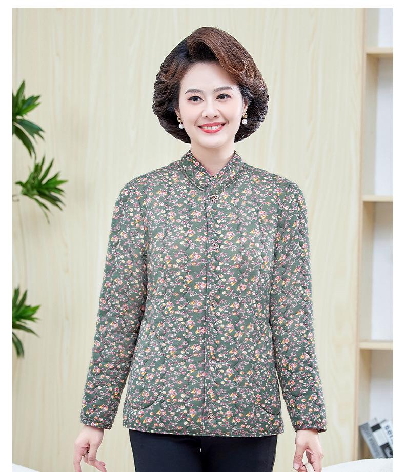 Mom's Floral Plush Winter Jacket - Thickened Cotton, Lightweight for Mid-Aged & Elderly