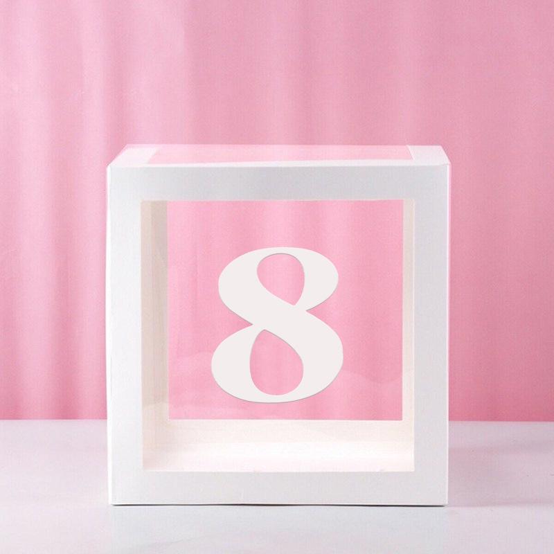 

Clear Balloon Box with 26 White Letters for Birthday Party and Baby s First Birthday Decoration
