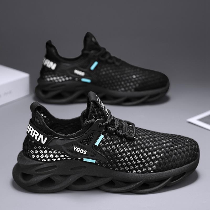 

Thick-soled heightening casual sports shoes men s shoes summer transparent hollow mesh shoes student non-slip running tide shoes 39