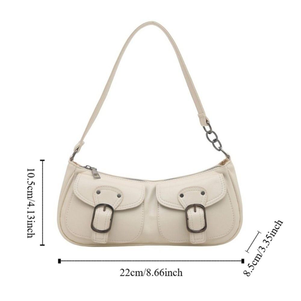 Vintage Pu Leather Shoulder Bag Y2k Zipper Handbag Fashion Women's Armpit Bag  Ladies