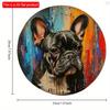 2d Flat 20*20cm, in Spring Wooden Sign, Round Wreath Decorative Sign, Mother's Day Gifts French Bulldog Theme Decoration