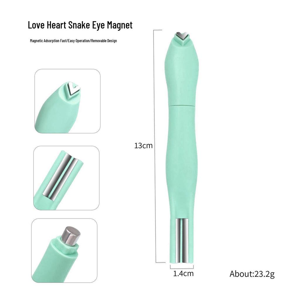 Multi-functional Heart Shape Cat Eye Nail Art Magnet with Snake Pattern