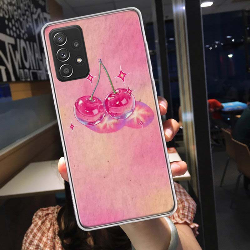 Cherry Bow Phone Case for Samsung A54 A57 A37 A17 A14 A15 A12 A24 A34 A55 A35 A25 A52S A07 A05S A04S A22 A32 A72 Galaxy Note 20