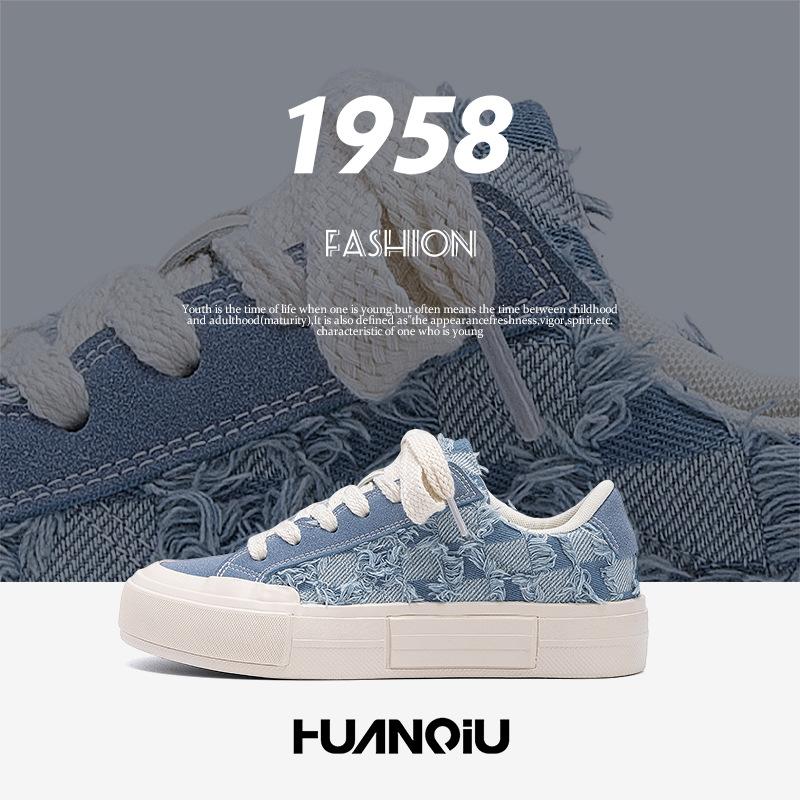 Global board shoes men's heightening HQDO-12 autumn sports and leisure men's shoes color matching design sense platform canvas shoes