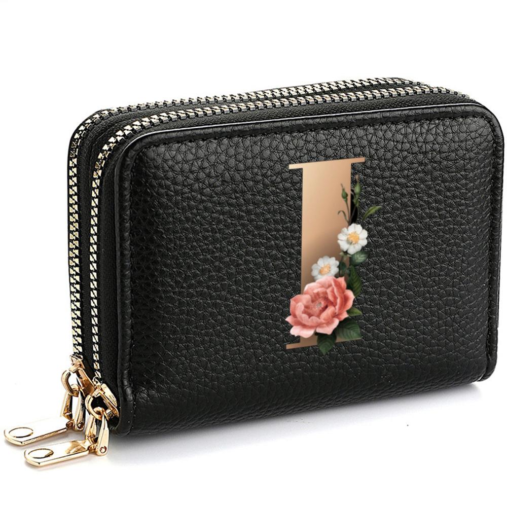 Portafoglio Portatessere da Donna, alla Moda, con Doppia Cerniera, Stampa di Lettere, Multi-Scomparto per Carte di Credito e Monete da Donna