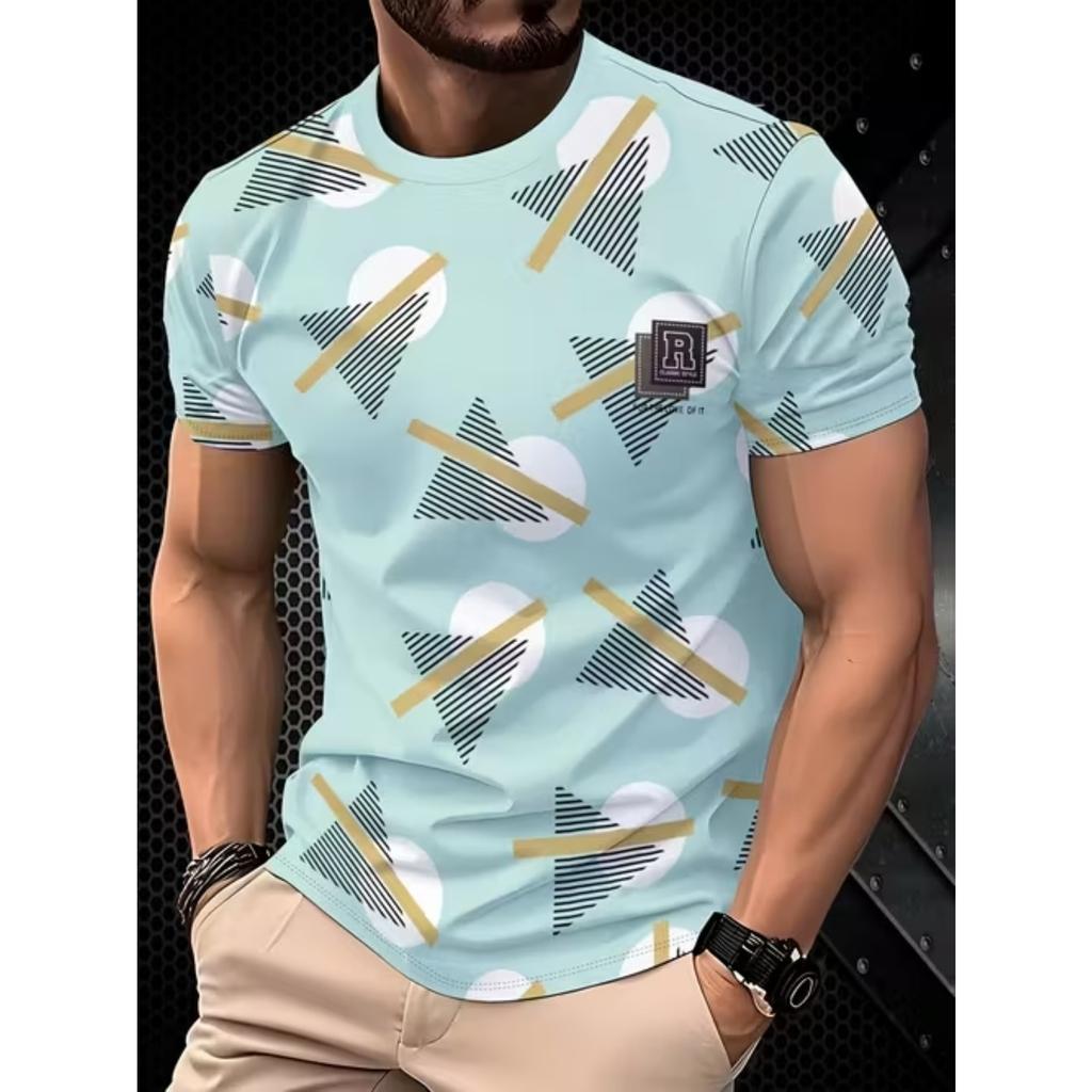 New Summer Men's Fashion T-shirt Personality Simple Pattern Printed Men's T-shirt Top