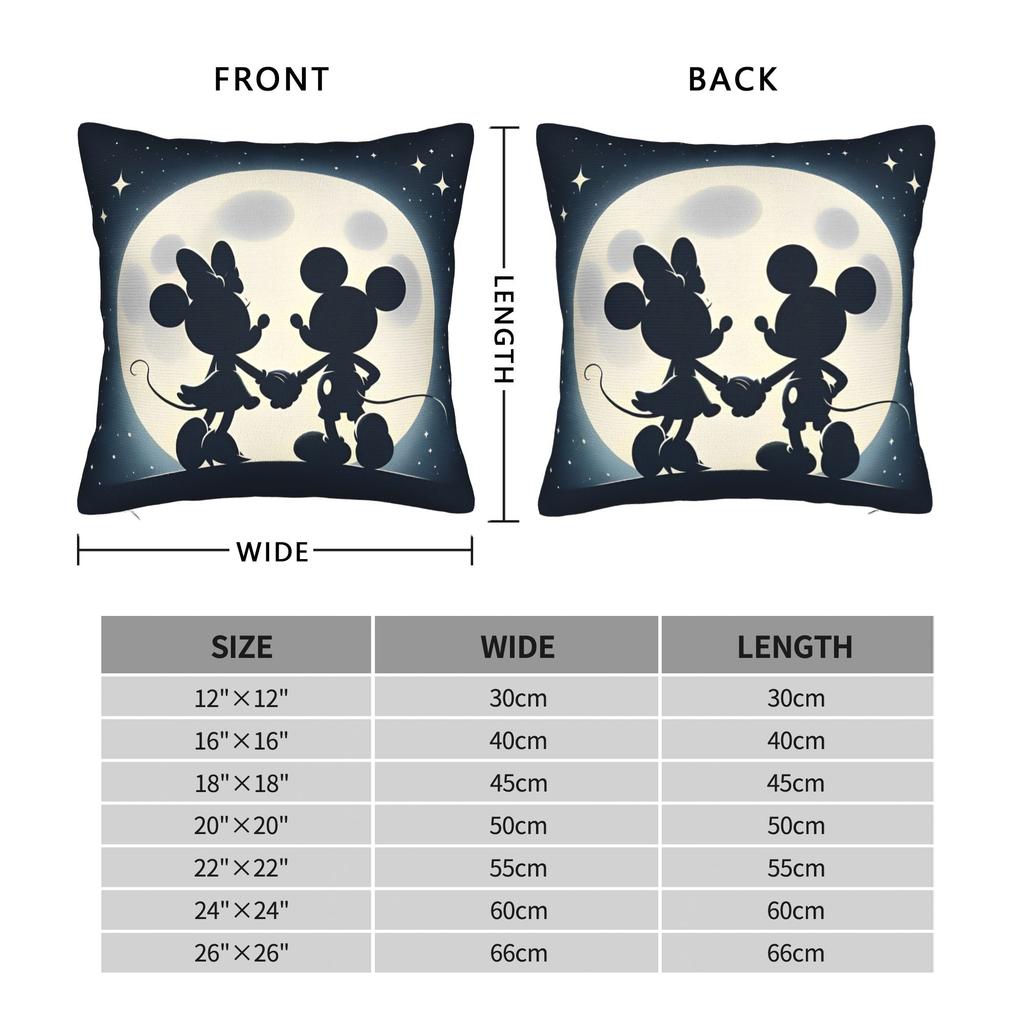Mickey And Minnie Mouse Square Pillow Cases Cartoon Moon Cushion Covers Awesome Zippered Decorative Pillowcase for Sofa