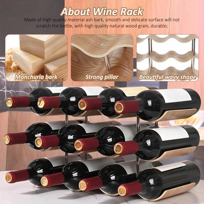 Wooden Wine Rack 2/3 Layers Wine Bottle Holder Stand Kitchen Assembled Display Stand Organizer Bar Storage Solid Wine Storage