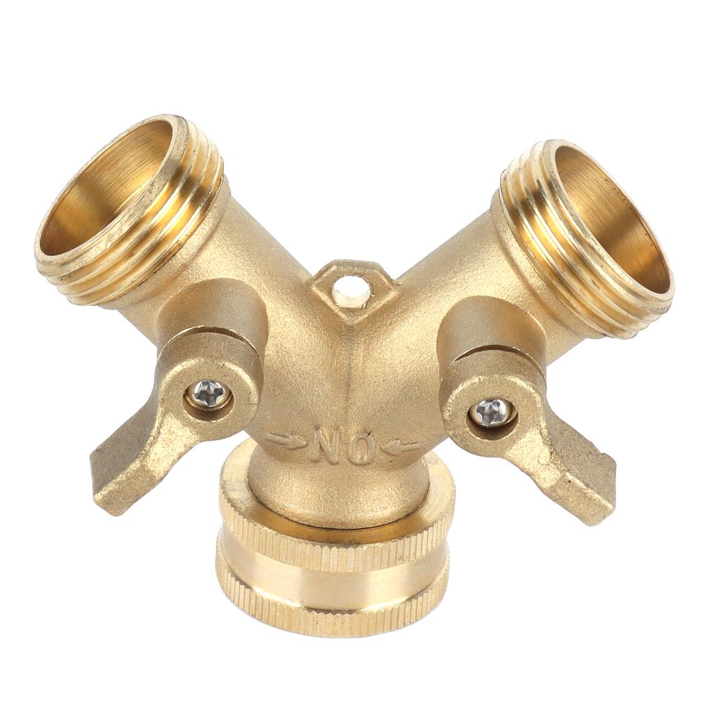 G3 4 Y Shape 2 Way Brass Hose Splitter with Water Faucet Ball Valve for Garden Greenhouse