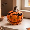 Vivid Skeleton Figurines Halloween Pumpkin Ghost Bat Skull Figurine Cute Resin Handcrafted Props Tabletop Ornaments for Home Party Shelf Mantels