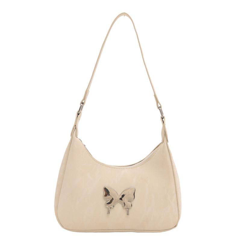 Chic And Stylish Women's Butterfly Underarm Bag In Black White Khaki And Silver Colors