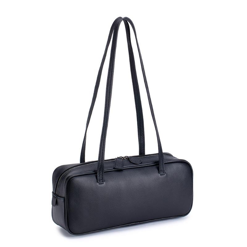 Leather bag women s high-end sense large-capacity underarm shoulder handbag first layer cowhide niche soft leather pillow bag чёрный