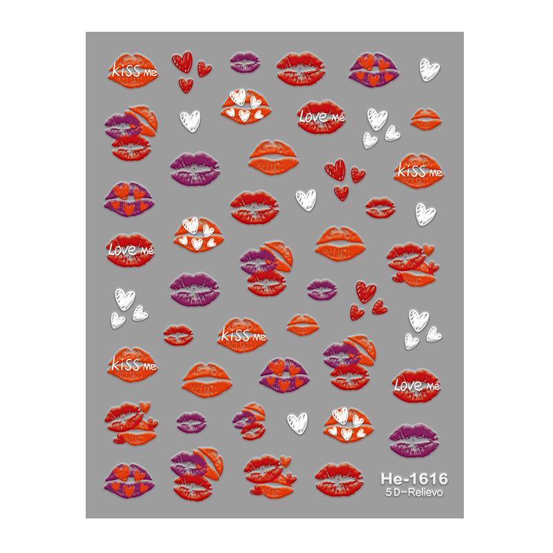 

Redanco5D Valentine s Day Fiery Red Lips 3D Nail Stickers
