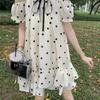 French Sweet Off-the-shoulder Polka Dot Dress Women's Summer New Small Temperament Fluffy Short Skirt Doll Skirt