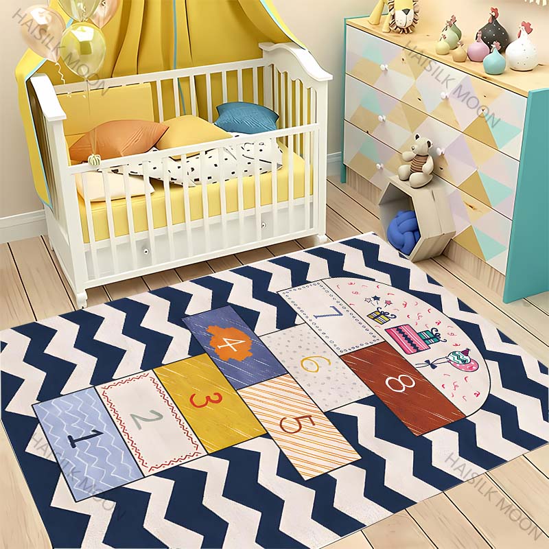 Cute Hopscotch Cartoon Carpet! Living Room Bed Kids Room Mat, Non-slip Exquisite Home Decor, Children's Play Early Education Rug