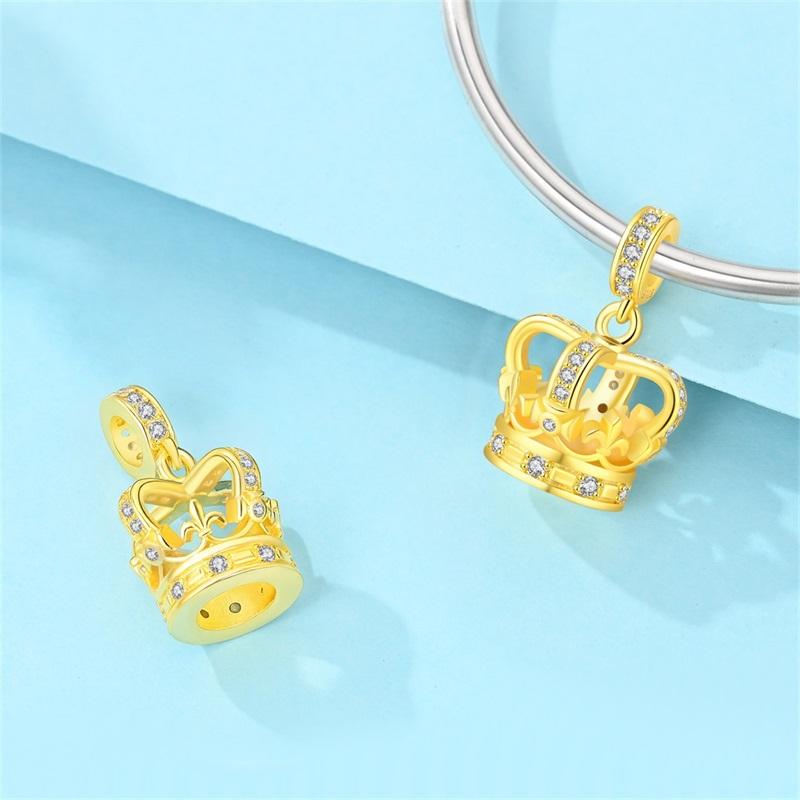 New 925 Silver Crown Charms Pendant For Women Fit Bracelet DIY Birthday Party Jewelry Gifts