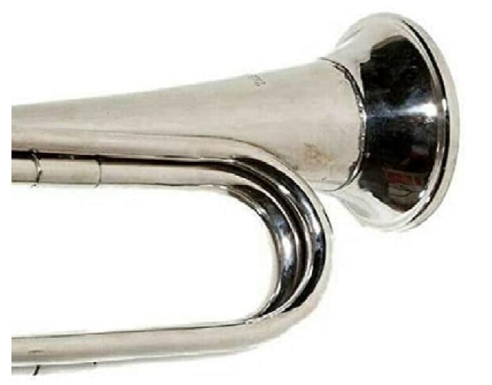 Nickel Silver Bugle with Nickel Mouthpiece | Traditional Indian Wind Musical Instrument