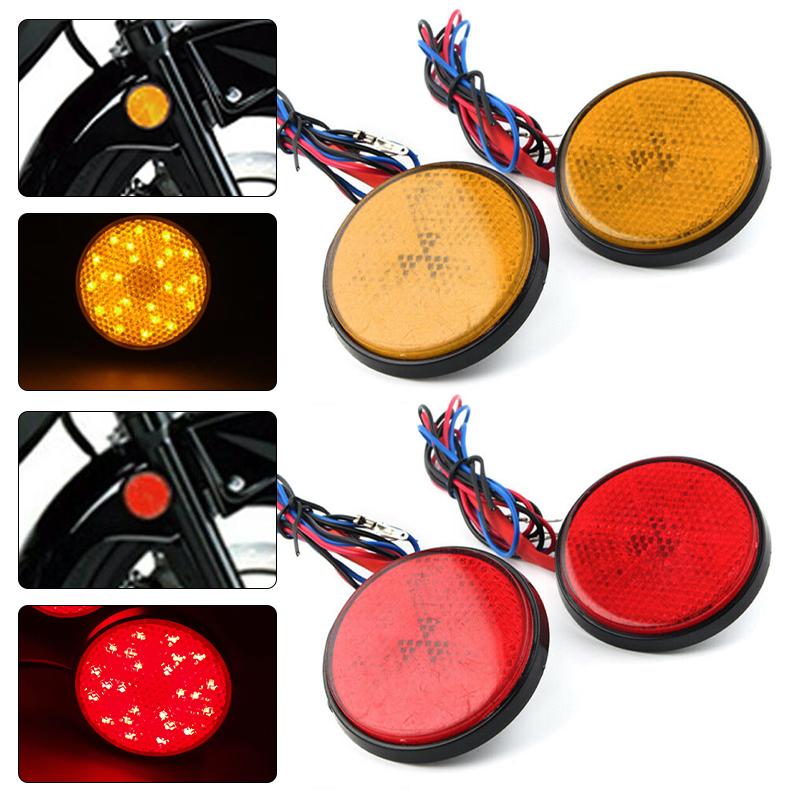 Round LED Turn Signals Light 12V Motorcycle 2inch Side Marker Lamp Rear Reflector Brake Lamp Taillight For Dirt Bike Cafe Racer