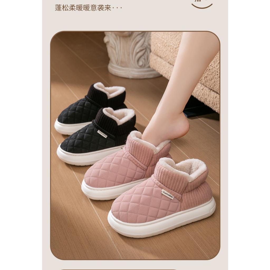 Winter Thick Soled Anti Slip Cotton Shoes for Women, Durable for Home and Outdoor Wear, Warm and Plush Bag Heels, Cotton Shoes for Outdoor Wear