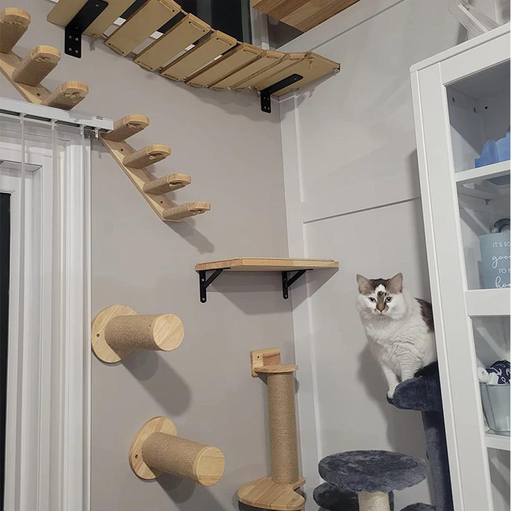 Wandmontiertes Kratzmöbel für Katzen Katzenturm Kletterstangen für Katzen Kratzbaum Haustier-Wandstufen zum Schlafen Spielen