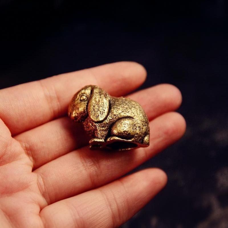 Cute Big Ears Rabbit Small Statue Retro Brass Animal Desktop Ornaments Vintage Miniatures Figurines Home Decoration Crafts Gifts