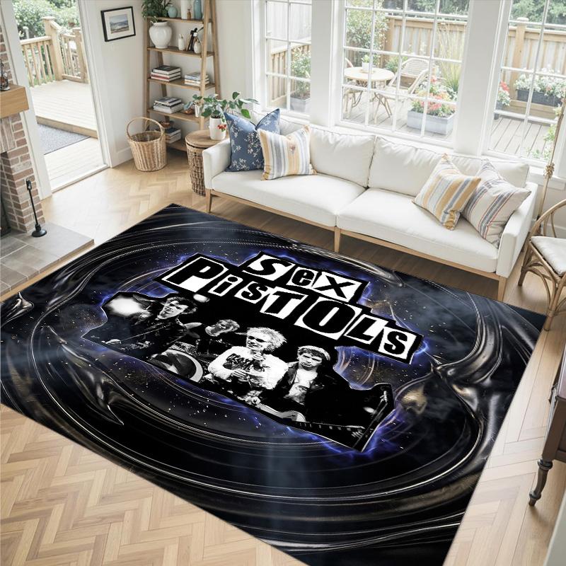 Sex Pistols Design Crystal Velvet Carpet Cozy Non?Slip Printed Rug For Bedroom Living Room Entrance