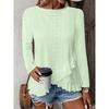New Spring and Summer Women's Fashion and Casual Solid-color Long-sleeved Round-neck T-shirts