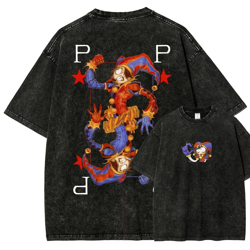 The Amazing Digital Circus Washed T-shirt 2026 New Model Personality Clothes Shirt Year Round Clothing Retro Loose Oversized Plus Size Unisex