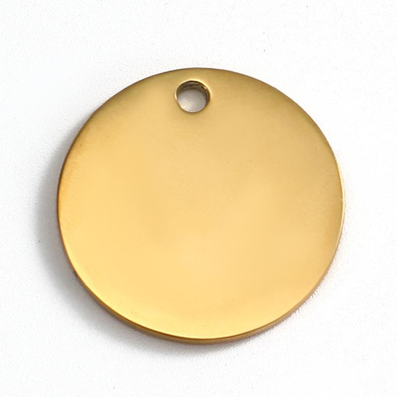 Engravable Round Stainless Steel Pendant - Polished Mirror Finish Dog Tag Accessory