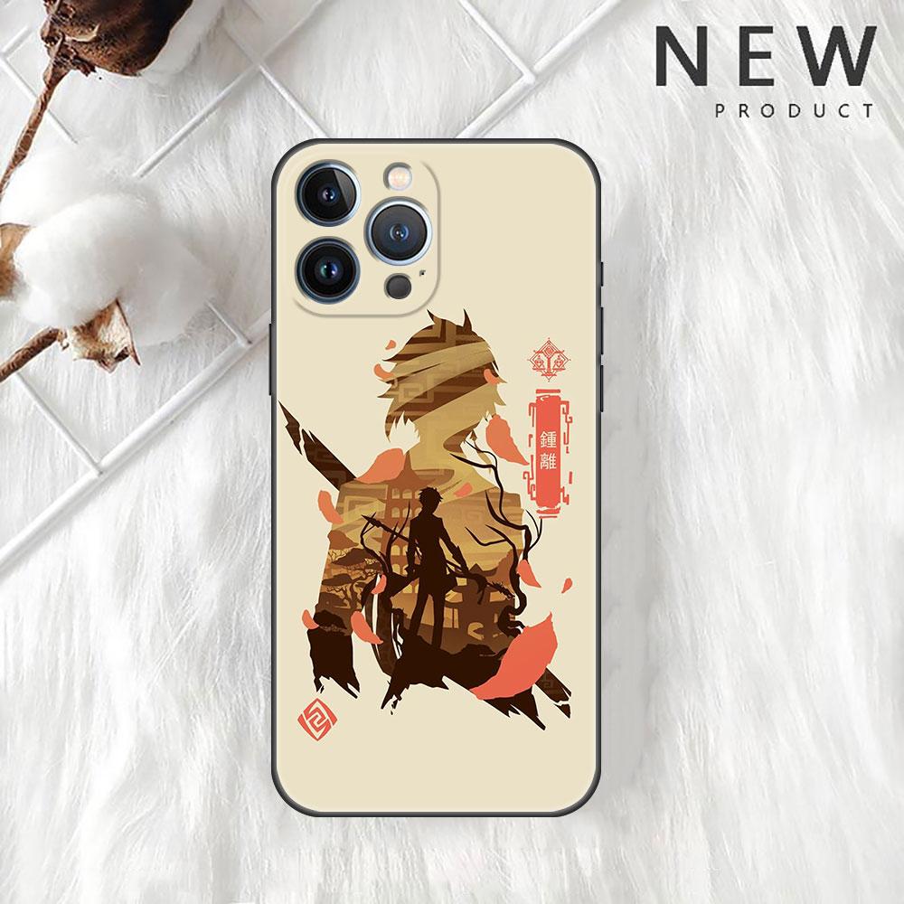 Husa Funda pentru Apple iPhone 14 11 13 7 12 Pro 7 XR XS Max 8 Plus 6 14Pro 13Mini Negru Moale Telefon Coque Anime Genshin Impact Cute