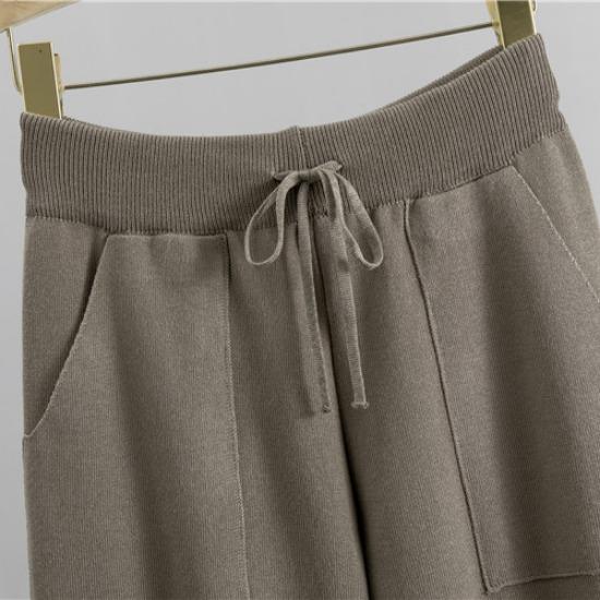 Geomatric feminino camisola conjuntos de ternos outono inverno grosso macio conjuntos de malha pullovers calça longa casual 2 pçs terno de pista