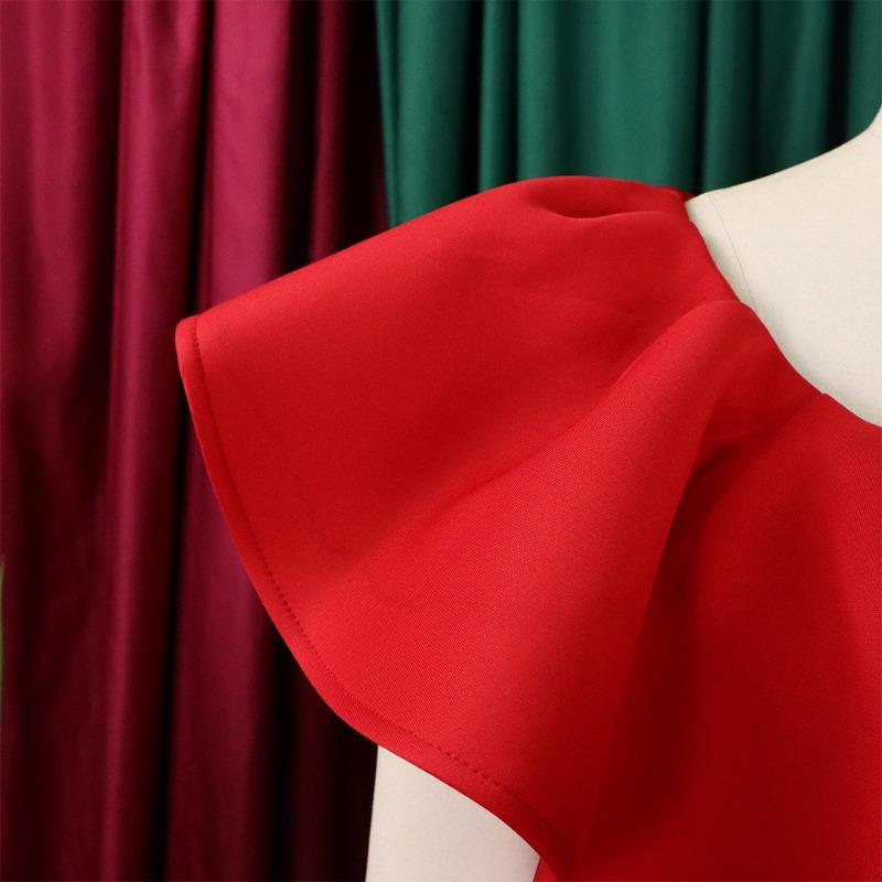 Women Elegant Ruffled High Waist A Line Midi Evening Party Dress