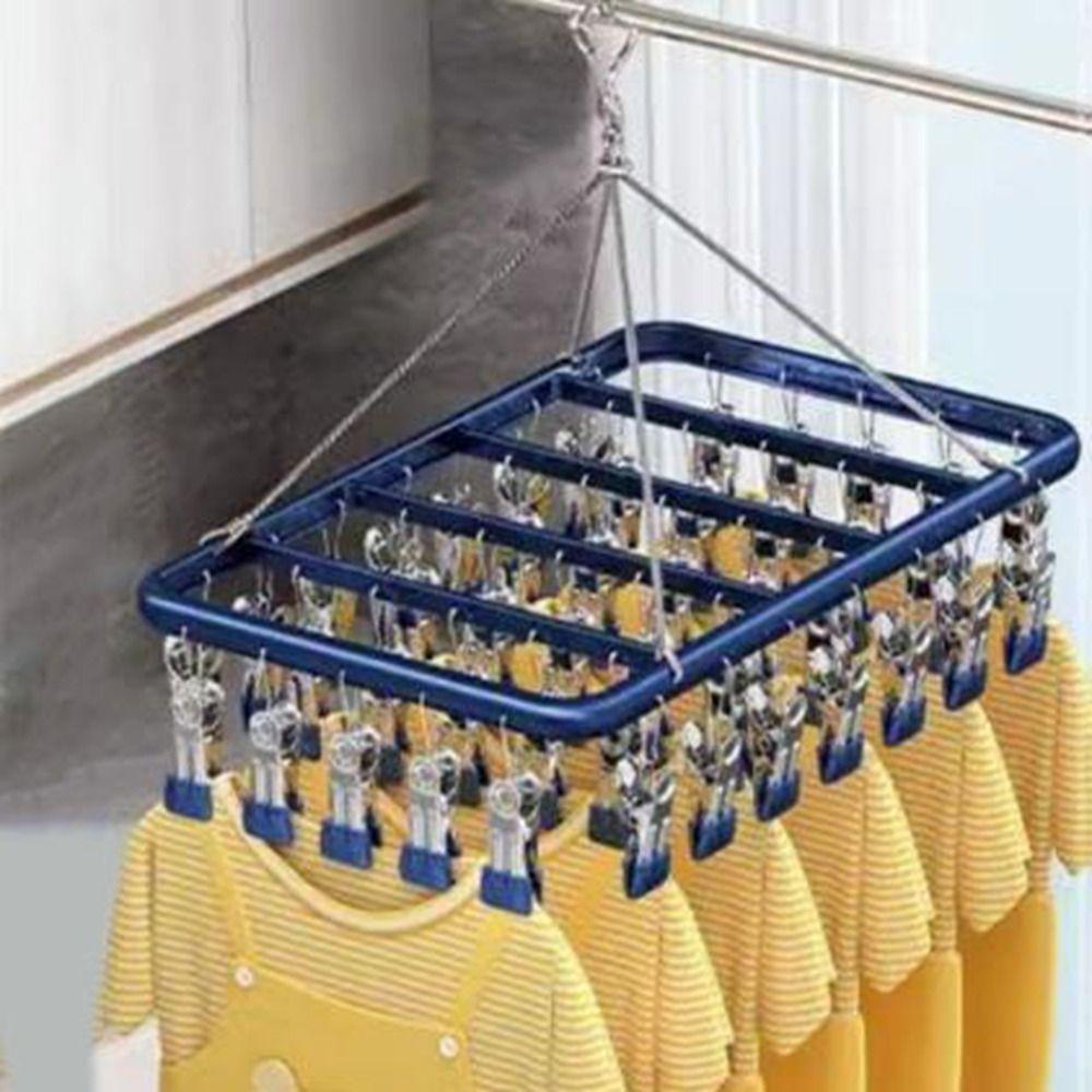 Aluminum Zinc Zinc Alloy Multi-Clip Drying Rack Windproof Towel Socks Hanger Clothes Drying Rack  Skirt