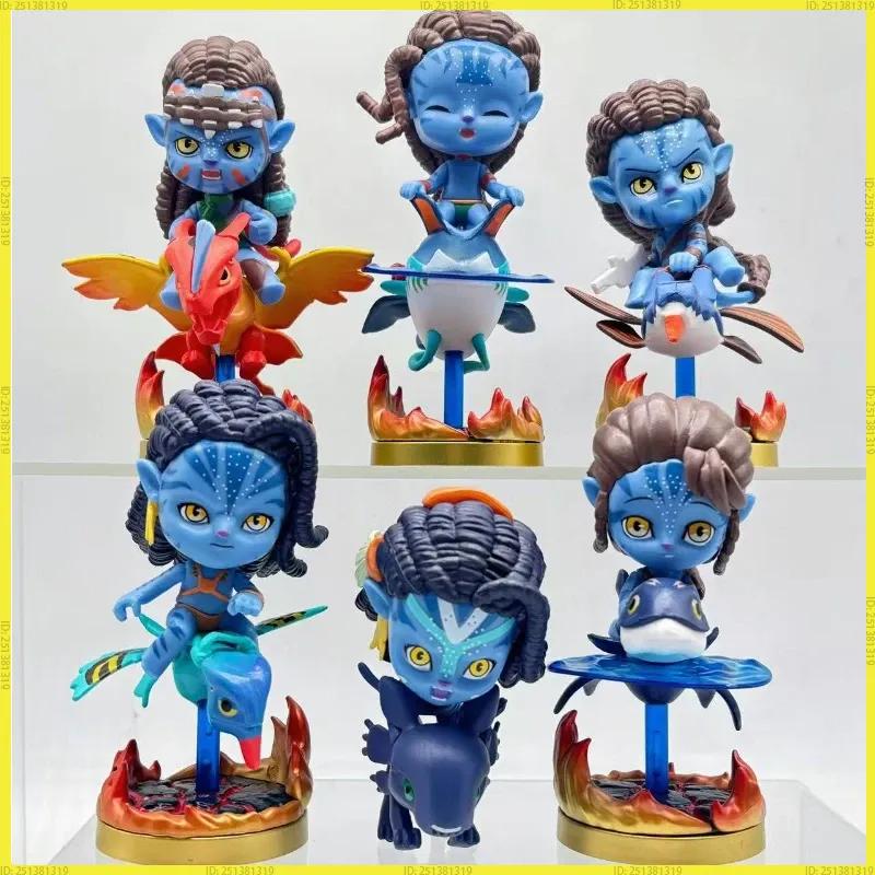 Avatar 2 The Way Of Water Q Style Big Head Figurine 6Pcs Jack Sully Neytiri Car Dashboard Home Decor Gift Toy