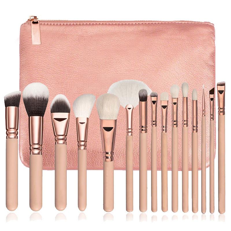 15 new makeup brushes set set, rose gold black handle makeup brush, multi-functional makeup tool
