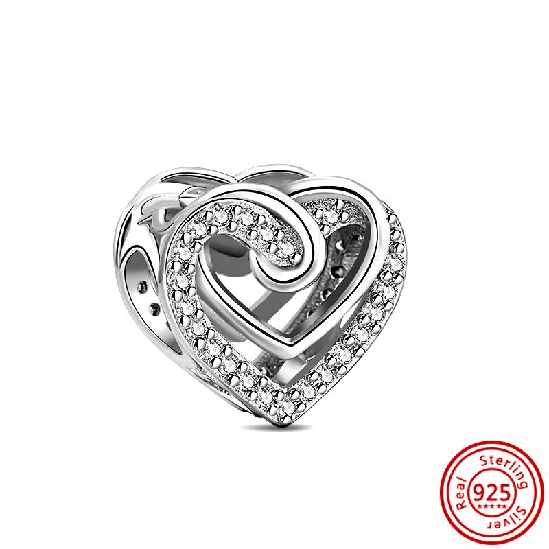 Νέα 925 Silver Heart ψηλοτάκουνα Animal Pavé Beads Fit Charm βραχιόλι Γυναικεία μόδα κοσμήματα