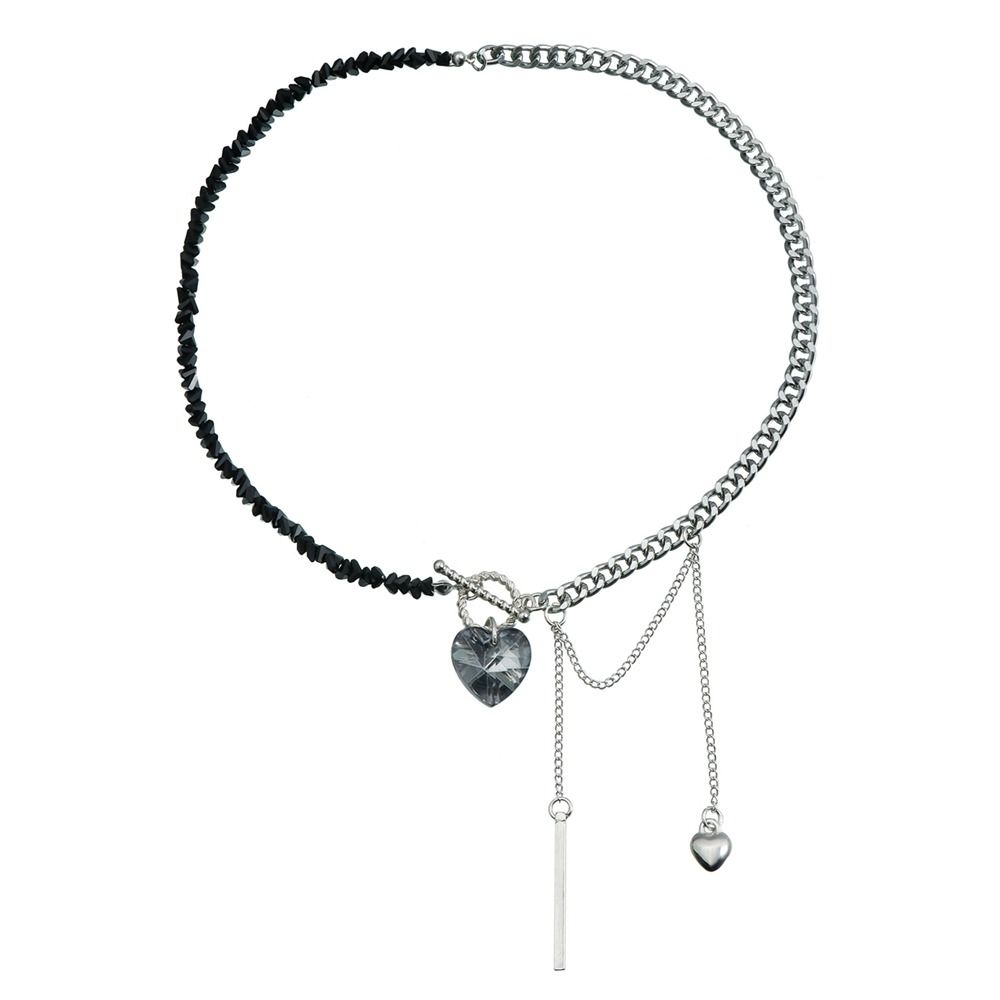 Irregular Crystal Beaded Necklace Luxury Starfish Tassel Necklace Heart Pendant Choker  for Women