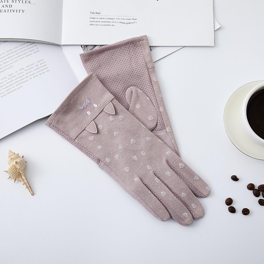 Women's Sunscreen Gloves New Spring and Summer Driving Korean Version of Lace Bow Riding Anti Slip Thin Touch Screen Gloves