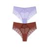TERMEZY 2Pcs/Lot Sexy Mid Rise Patchwork Briefs Hollow-out Lace Pattern Panties Solid Color Breathable Skin-fit Briefs