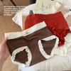 Female Spring and Autumn Bear Camellia Antibacterial Extended Crotch Red Mid Waist Underwear